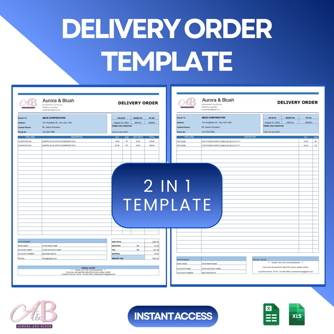 Delivery Order Form Template and Convertible to Invoice Template ...