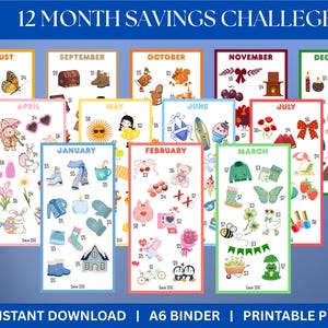 Sparutmaning 2027 Sparutmaning 12 månader Sparutmaning A6 Sparinlägg Kontantfyllningspärm Kontantspårare Utskrivbar Kawaii-besparing