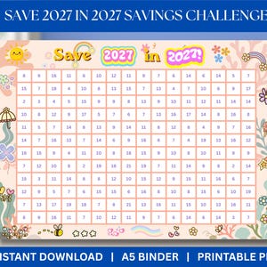 2027 Savings Challenge Save 2027 in 2027 Savings ChallengeA5 Savings Inserts Cash Stuffing Binder Tracker Cash Tracker Printable