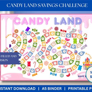 Candy Land Savings Challenge Save 800 A5 Savings Inserts Cash Stuffing Binder Tracker Cash Tracker Printable Candy Rush Savings Challenge