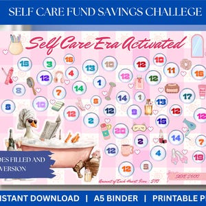 Desafío de ahorro para el fondo de autocuidado Ahorre 600 hojas de ahorro A5 Carpeta de seguimiento de efectivo Rastreador de efectivo imprimible Desafío de ahorro para el amor propio