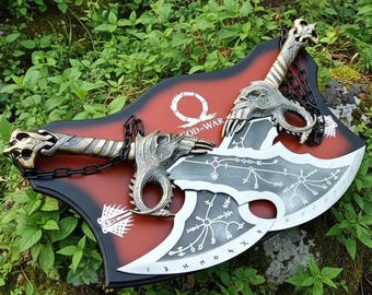 Custom Handmade GOW Kratos Blades of Chaos, God of War Replica Dual Chained Swords | Wall Display Prop | Gift for Boyfriend Husband Gift Men