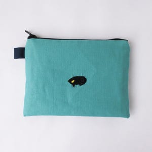 Flat Embroidered Fish Pouch - Yellowfin Angelfish
