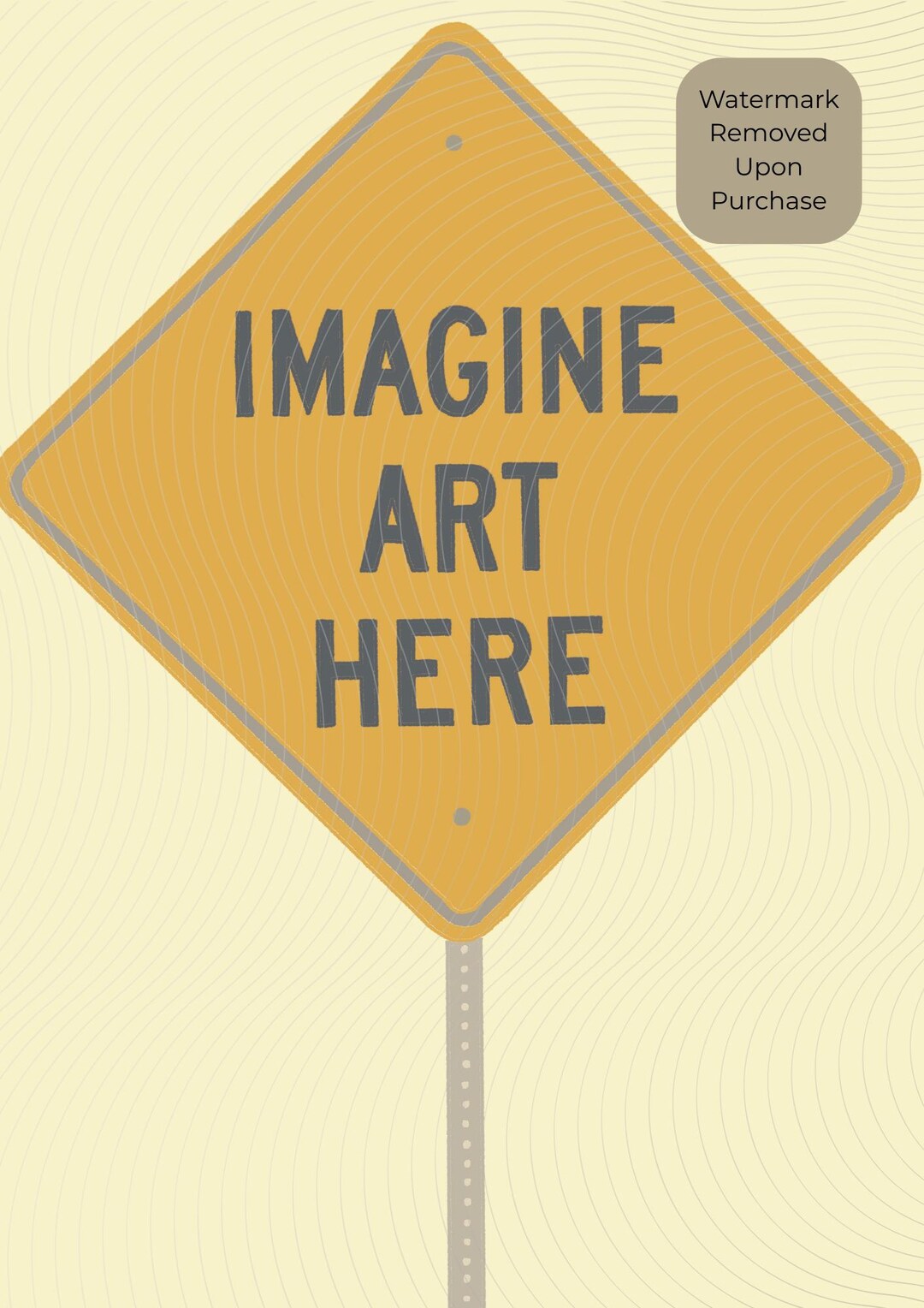 Printable Minimalist Art – “imagine Art Here” Road Sign, Yellow ...