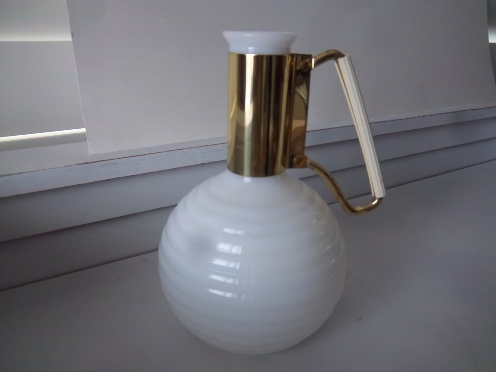 Mid Century Milk Glass Carafe Etsy