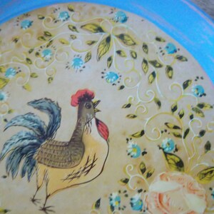 Vintage Hand Painted Wooden 13 Serving Tray image 2