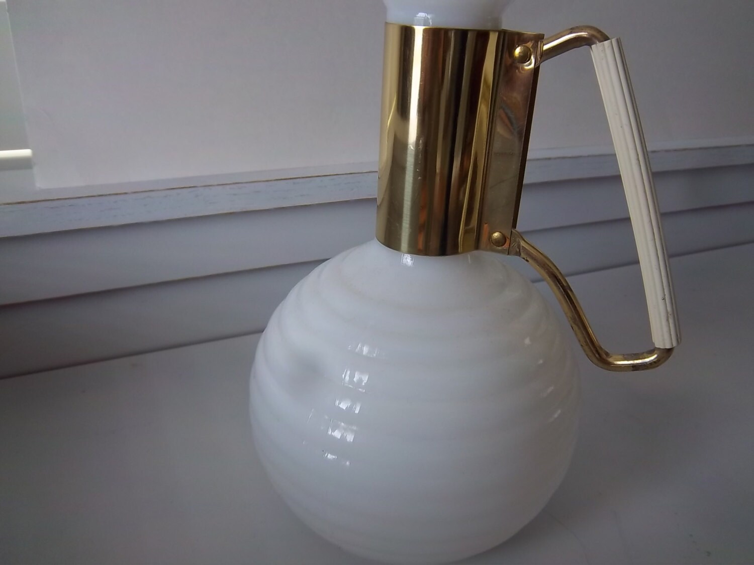 Mid Century Milk Glass Carafe Etsy
