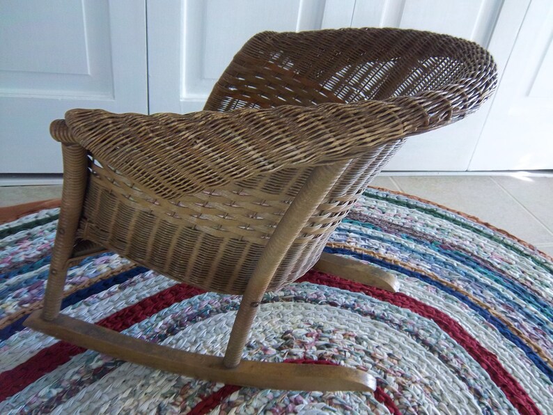 Antique Lloyd Loom Childs Wicker Rocking Chair Etsy