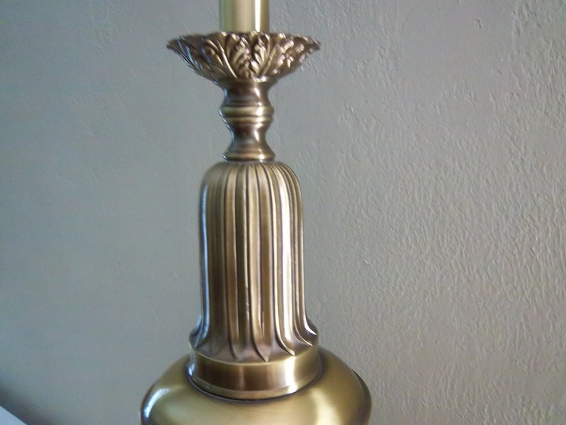 Brushed Brass Torchiere Table Lamp w/Shade Etsy
