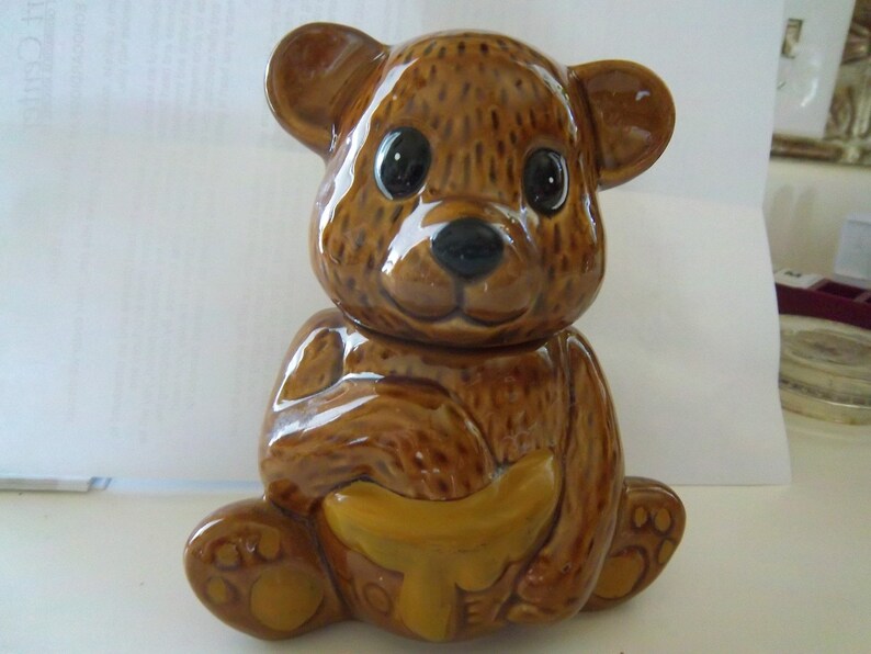 Vintage Ceramic Bear Honey Jar Etsy