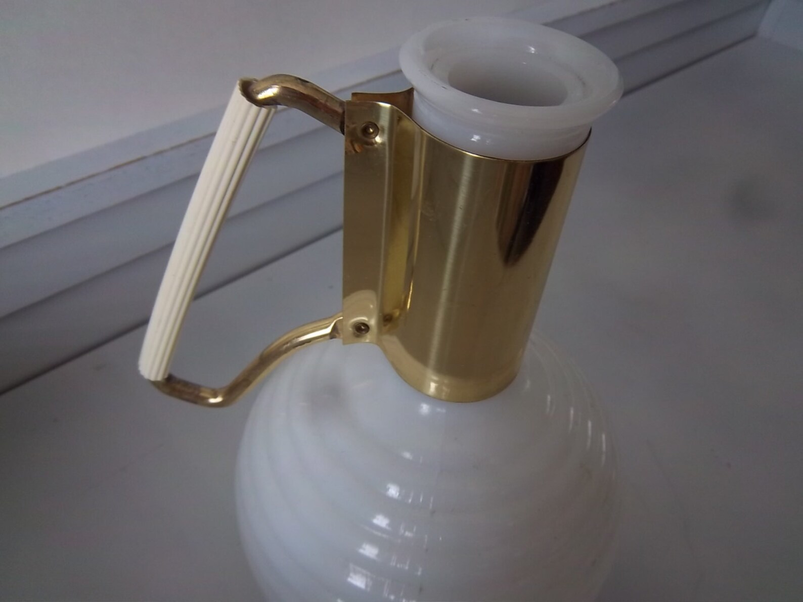 Mid Century Milk Glass Carafe Etsy