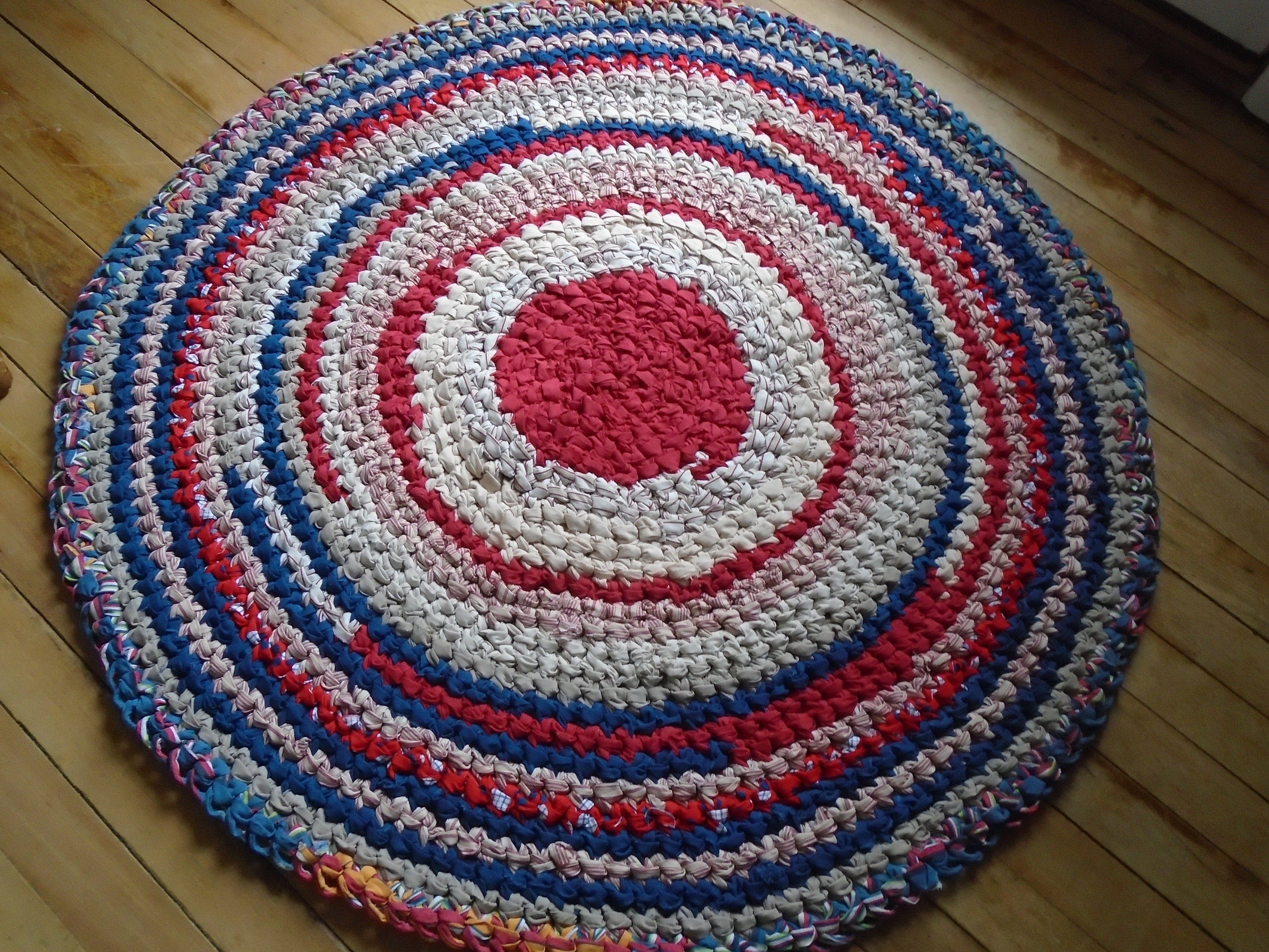 Crocheted Rag Rug 37 Crocheted Rug Round Rug Etsy UK