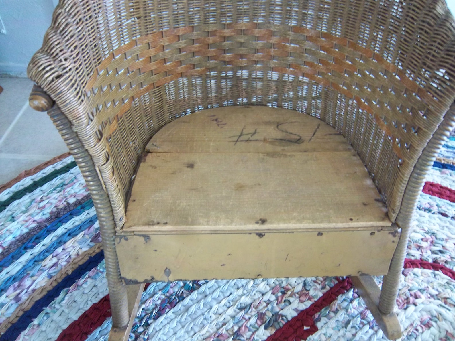 Antique Lloyd Loom Childs Wicker Rocking Chair Etsy