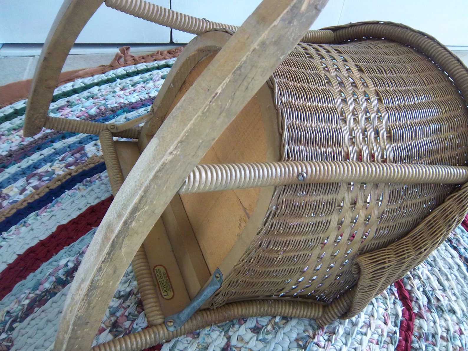 Antique Lloyd Loom Childs Wicker Rocking Chair Etsy