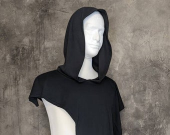 Sage - asymmetrical hooded poncho