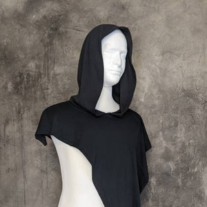 Sage - asymmetrical hooded poncho