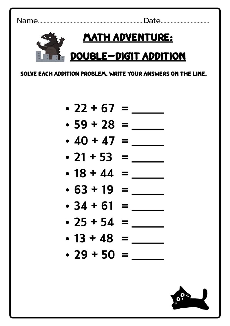 Double Digit Addition Worksheets | 150 Math Problems | 2nd Grade Math ...
