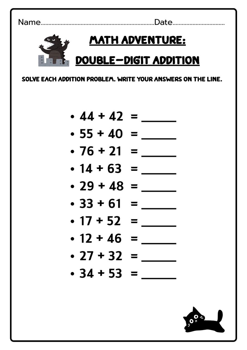Double Digit Addition Worksheets | 150 Math Problems | 2nd Grade Math ...