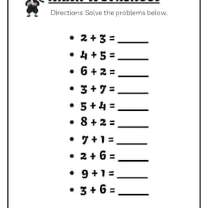 Ergänzung Arbeitsblätter bis zu 20 | Kids Mathe Druckbare PDF | Kindergarten Homeschool Lernaktivitäten | Sofort Download