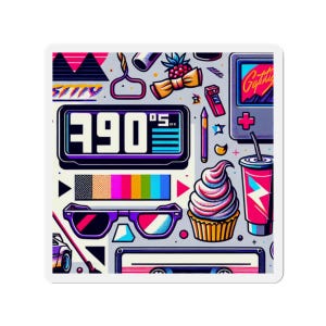 Retro Vibes Die-Cut Magnets, Colorful Fridge Decor, 80s Themed Home Accessories, Fun Gift Ideas, Stylish Kitchen Decoration