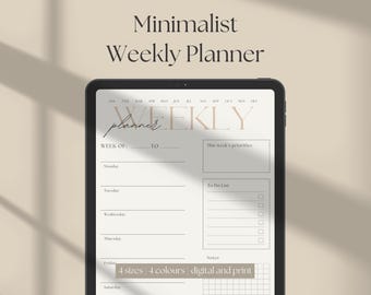 Digital Weekly Planner | Undated Weekly Planner | GoodNotes | Weekly Schedule Planner | Weeks Planner | iPad Planner Weekly | Printable