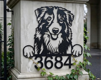 Personalized Golden Retriever House Number Sign, Custom Address Plaque with Dog Design, Pet Lover Entryway Decor, Metal Retriever Home Plate