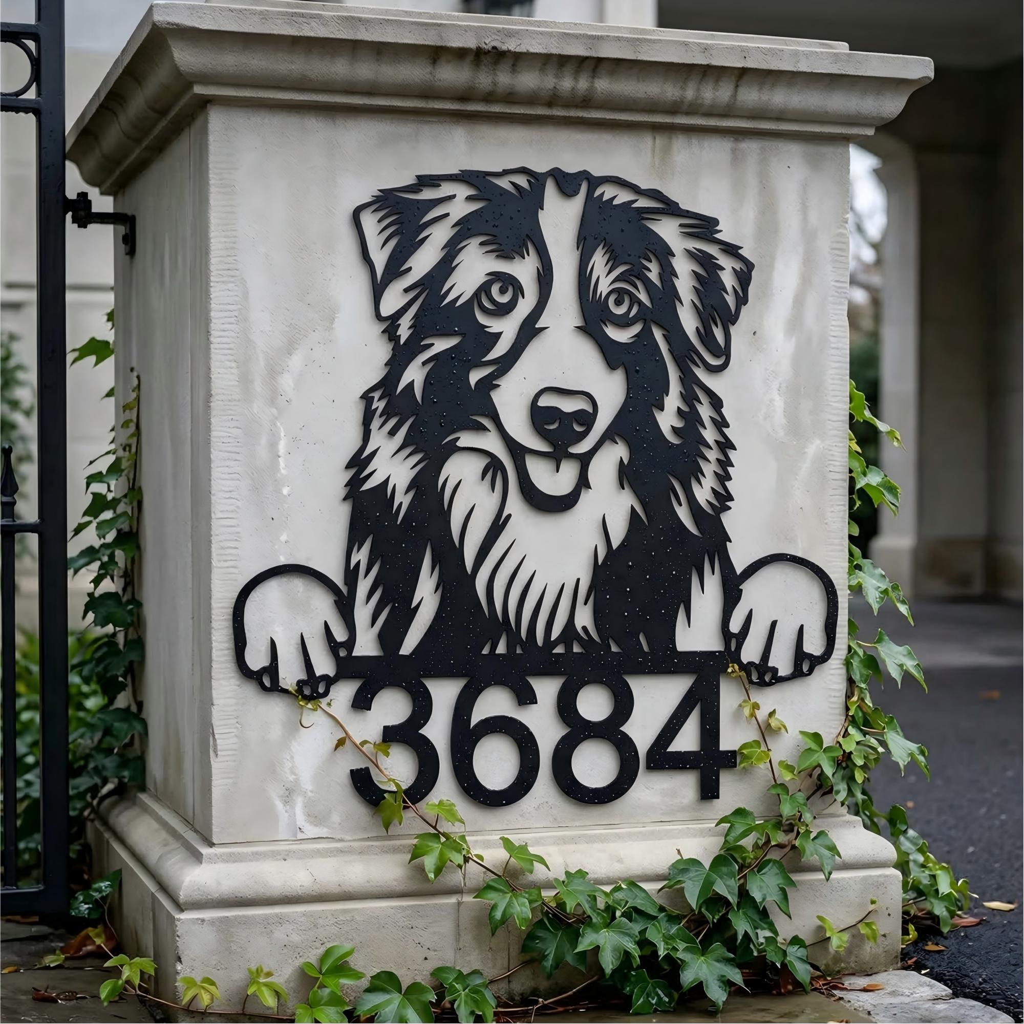 Panneau Humoristique Border Collie – Attention Au Chien, Monte La Garde, Plaque Aluminium 15x20 Cm Déco Jardin Maison
