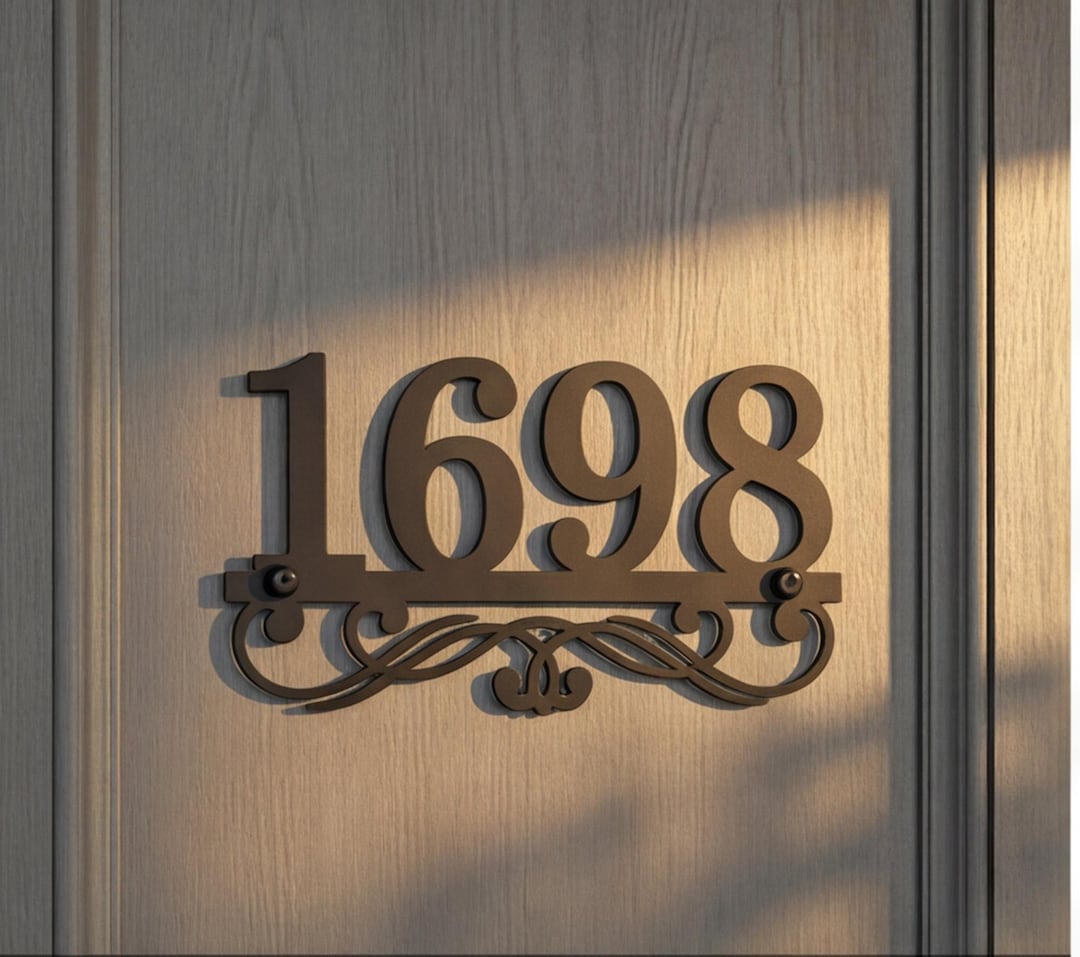 Custom Metal House Numbers, Elegant Scrollwork Address Sign ...