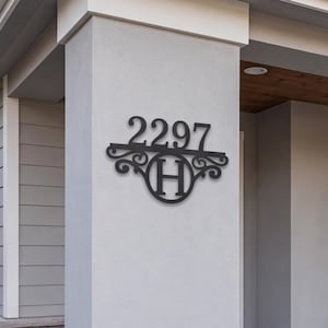 Initial Address Monogram, Metal House Number Signs, Metal House Number Plaque,Outdoor Wall Decor, Housewarming Gift