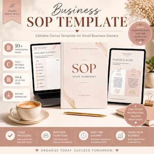 Modello SOP aziendale Canva / Manuale delle procedure operative standard / Raccoglitore SOP modificabile / Manuale operativo / Sistema per piccole imprese
