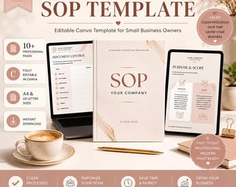 Business SOP Template | Editable Canva Operations Manual (Digital Download)