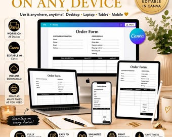 Editable Canva Order Form Template, Business Sales Tracker (Digital Download)