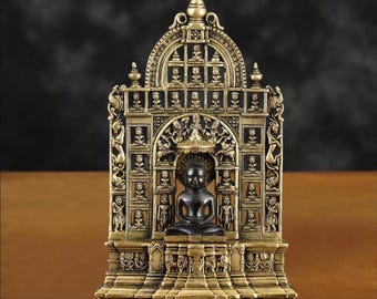 Messing Jain Tempel | Tirthankara Schrein Skulptur | Handarbeit, Sakrale Kunst