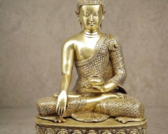 Handgefertigte Medizin Buddha Statue aus Messing – tibetische Heil- und Meditationsidee