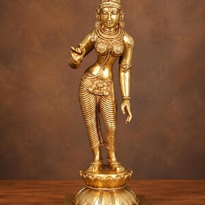 Brass Uma Devi Statue | South Indian Temple Goddess Parvati (12 Inch)