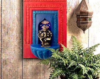 " Handgemalter ""Panchmukhi Hanuman"" Vintage Bilderrahmen - Wanddeko - spirituelles Wohndekor."