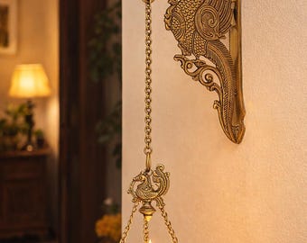 Brass Peacock Wall Bracket  – Traditional Entryway Decor for Indian Homes