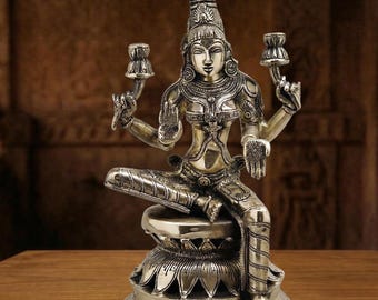 Lakshmi Messing Statue - 31 cm Große Göttin des Reichtums und des Wohlstandes