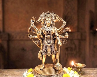 Panchmukhi Hanuman Messingstatue - 5-köpfige Lord Hanuman Skulptur für Wohnkultur & Vastu
