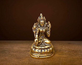 Messing Tara Statue - Handgefertigte buddhistische Göttin Dekor