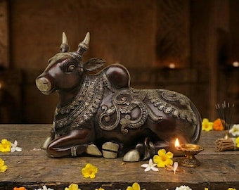 Messing Nandi Statue, handgefertigte indische heilige Stier