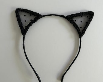 Kitty ears headband, Kitty ears, Roleplay, Black kitty ears, Polka dot ears, Sexy headband, Kitty Headband.