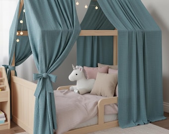 Boho Betthimmel für Kinder - Montessori Spielzelt, Leseecke, Kinderzimmer Deko, handgefertigter Betthimmel