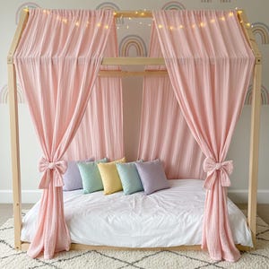 Dosel de cama de muselina arrugada de 2 capas, tienda de lectura Montessori, 100 % algodón, hecho a mano, estilo bohemio, para habitación infantil.