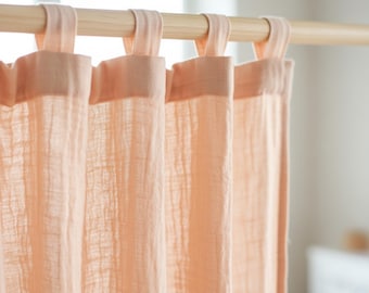 Cortinas de muselina de algodón arrugado de dos capas, estilo bohemio, de gasa doble suave para dormitorio y sala de estar.
