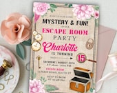 Editable Escape Room Invitation, Mystery Birthday Party Invite, Kids Escape Room Birthday Party, Detective Game Night, Digital CANVA