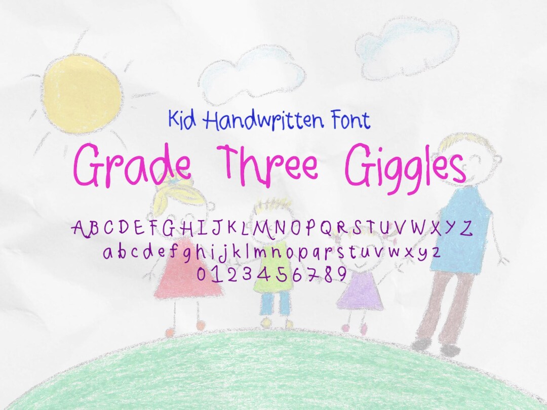 Grade Three Lettering Kids Handwriting Font — Grade Three Giggles for Classroom & Worksheets ...