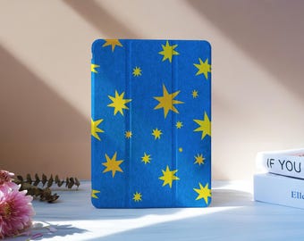 Geometric Blue iPad Case With Pencil Slot For iPad 11/10/9,iPad Pro 11"12.9", iPad Air 7/6 11"13", iPad Pro 12.9"11"2024,iPad Mini 6/7,M4 M2