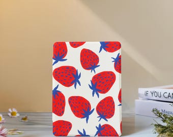 Cute Strawberries Kindle Case with Hand Strap for Paperwhite 12th 7" 11th 6.8", Kindle 2024 Colorsoft, Kindle 12th/11th/10th,Kobo Clara Case