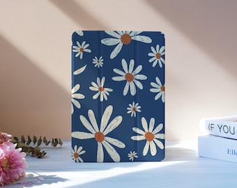 Daisy Blue iPad Case With Pencil Slot For iPad 11/10/9, iPad Pro 11"12.9", iPad Air 7/6 11"13", iPad Pro 12.9"11"2024, iPad Mini 6/7, M4,M2